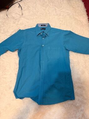 Chaps Men's Bright Teal Long-Sleeve Button-Up Shirt